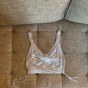 Grey knit crop top with ties on side